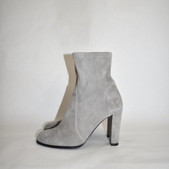 $650 STUART WEITZMAN Highland Suede grey heel Sock Boots 9 (JB22) - Picture 4 of 8